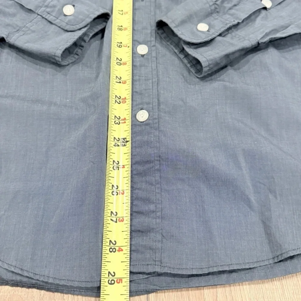 J. Crew Mens Size Med Gray 100% Cotton Long Sleeve Button Down Workshirt Classic